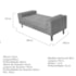 Recamier Divã Félix Baú 90 cm Estofado Luiz XV Sofá Corano Cinza Para Sala de Estar Consultório Quarto Recepção Escritório - AM Decor