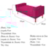 Recamier Divã Félix Baú 90 cm Estofado Luiz XV Sofá Suede Pink Para Sala de Estar Consultório Quarto Recepção Escritório - AM Decor