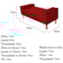 Recamier Divã Félix Baú 90 cm Estofado Luiz XV Sofá Suede Vermelho Para Sala de Estar Consultório Quarto Recepção Escritório - AM Decor