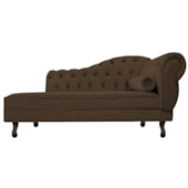 Recamier Divã Namoradeira Juliana 2 Lugares 185cm Lado Esquerdo Suede Marrom Escritório Sala de Estar Recepção Capitonê - AM Decor