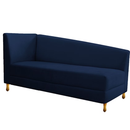 Recamier Divã Valéria 140cm Lado Direito Suede Azul Marinho - Amarena Móveis
