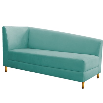 Recamier Divã Valéria 140cm Lado Direito Suede Azul Tiffany- Amarena Móveis