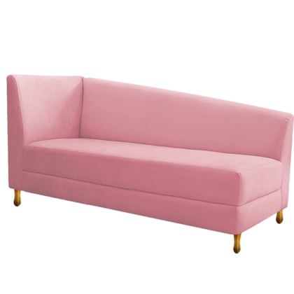 Recamier Divã Valéria 140cm Lado Direito Suede Rosa Bebê- Amarena Móveis