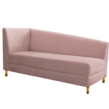 Recamier Divã Valéria 140cm Lado Direito Suede Rosê - Amarena Móveis
