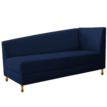 Recamier Divã Valéria 140cm Lado Esquerdo Suede Azul Marinho - Amarena Móveis