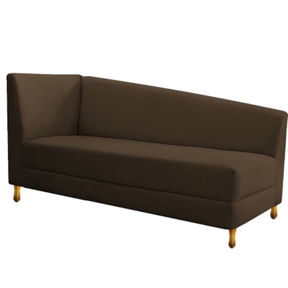 Recamier Divã Valéria 185cm Lado Direito Suede Marrom - Amarena Móveis