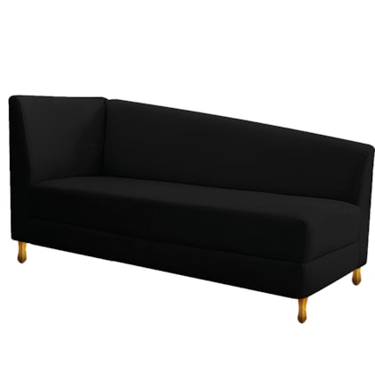 Recamier Divã Valéria 185cm Lado Direito Suede Preto - Amarena Móveis