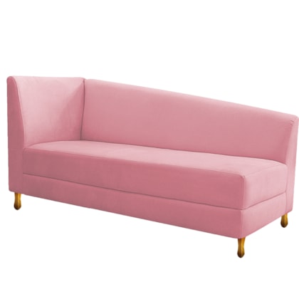 Recamier Divã Valéria 185cm Lado Direito Suede Rosa Bebê - Amarena Móveis