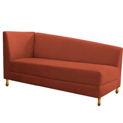 Recamier Divã Valéria 185cm Lado Direito Suede Terracota - Amarena Móveis