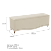 Recamier Divã Yasmim Baú 140 cm Estofado 2 Lugares Casal Para Sala de Estar Quarto Suede Bege - Amarena
