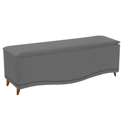 Recamier Divã Yasmim Baú 140 cm Estofado 2 Lugares Casal Para Sala de Estar Quarto Suede Cinza - Amarena