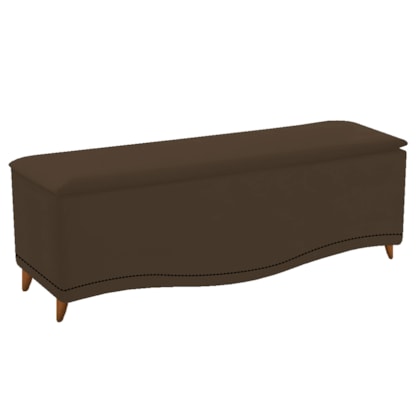 Recamier Divã Yasmim Baú 140 cm Estofado 2 Lugares Casal Para Sala de Estar Quarto Suede Marrom - Amarena