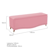 Recamier Divã Yasmim Baú 140 cm Estofado 2 Lugares Casal Para Sala de Estar Quarto Suede Rosa Bebê - Amarena