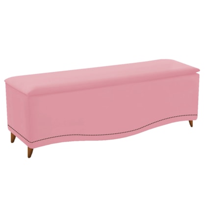 Recamier Divã Yasmim Baú 140 cm Estofado 2 Lugares Casal Para Sala de Estar Quarto Suede Rosa Bebê - Amarena