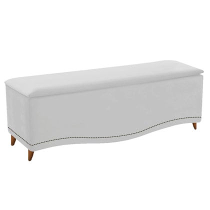 Recamier Divã Yasmim Baú 160 cm Estofado 2 Lugares Queen Size Para Sala de Estar Quarto Suede Branco - Amarena