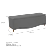 Recamier Divã Yasmim Baú 160 cm Estofado 2 Lugares Queen Size Para Sala de Estar Quarto Suede Cinza - Amarena