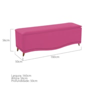 Recamier Divã Yasmim Baú 160 cm Estofado 2 Lugares Queen Size Para Sala de Estar Quarto Suede Pink - Amarena