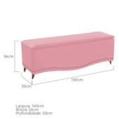 Recamier Divã Yasmim Baú 160 cm Estofado 2 Lugares Queen Size Para Sala de Estar Quarto Suede Rosa Bebê - Amarena