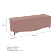 Recamier Divã Yasmim Baú 160 cm Estofado 2 Lugares Queen Size Para Sala de Estar Quarto Suede Rosê - Amarena