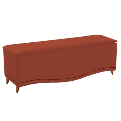 Recamier Divã Yasmim Baú 160 cm Estofado 2 Lugares Queen Size Para Sala de Estar Quarto Suede Terracota- Amarena