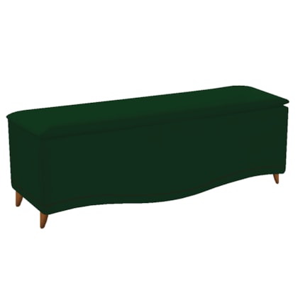 Recamier Divã Yasmim Baú 160 cm Estofado 2 Lugares Queen Size Para Sala de Estar Quarto Suede Verde - Amarena