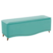 Recamier Divã Yasmim Baú 195 cm Estofado 2 Lugares King Size Para Sala de Estar Quarto Suede Azul Tiffany - Amarena