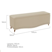 Recamier Divã Yasmim Baú 195 cm Estofado 2 Lugares King Size Para Sala de Estar Quarto Suede Bege - Amarena