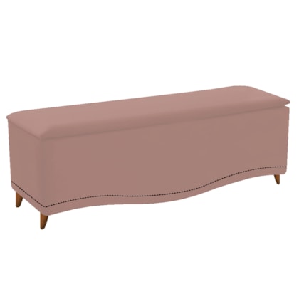 Recamier Divã Yasmim Baú 195 cm Estofado 2 Lugares King Size Para Sala de Estar Quarto Suede Rosê - Amarena