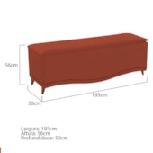 Recamier Divã Yasmim Baú 195 cm Estofado 2 Lugares King Size Para Sala de Estar Quarto Suede Terracota- Amarena