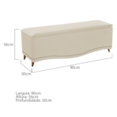 Recamier Divã Yasmim Baú 90 cm Estofado 2 Lugares Solteiro Para Sala de Estar Quarto Suede Bege - Amarena