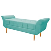 Recamier Estofado Ari 140 cm Casal Suede Azul Tiffany - Amarena Móveis