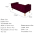 Recamier Félix Divã Baú 100 cm Estofado Luiz XV Sofá Suede Bordô Para Sala de Estar Consultório Quarto Recepção Escritório - AM Decor