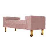 Recamier Félix Divã Baú 100 cm Estofado Luiz XV Sofá Suede Rosê Para Sala de Estar Consultório Quarto Recepção Escritório - AM Decor