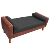 Recamier Félix Solteiro 120cm Corano Nozes e Linho Chumbo - AM Decor
