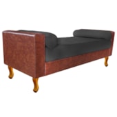 Recamier Félix Solteiro 120cm Corano Nozes e Linho Chumbo - AM Decor