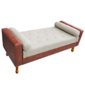 Recamier Félix Solteiro 90cm Corano Nozes e Linho Bege - AM Decor