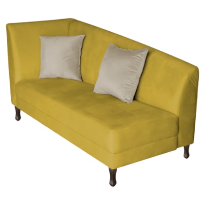 Recamier Heitor 140cm com Almofada Lado Direito Suede Amarelo/Bege