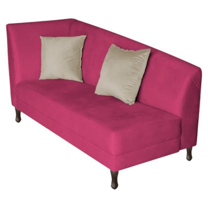 Recamier Heitor 140cm com Almofada Lado Direito Suede Pink/Bege