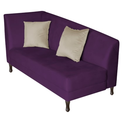 Recamier Heitor 140cm com Almofada Lado Direito Suede Roxo/Bege