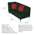 Recamier Heitor 140cm com Almofada Lado Direito Suede Verde/Vermelho