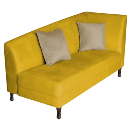 Recamier Heitor 140cm com Almofada Lado Esquerdo Sintético Amarelo/Bege