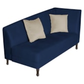 Recamier Heitor 140cm com Almofada Lado Esquerdo Suede Azul Marinho/Bege