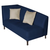 Recamier Heitor 160cm com Almofada Lado Direito Suede Azul Marinho/Bege