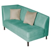 Recamier Heitor 160cm com Almofada Lado Direito Suede Azul Tiffany/Bege