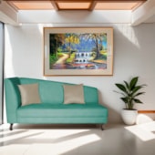 Recamier Heitor 160cm com Almofada Lado Direito Suede Azul Tiffany/Bege