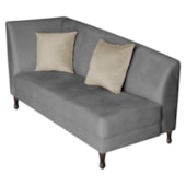 Recamier Heitor 160cm com Almofada Lado Direito Suede Cinza/Bege