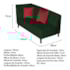 Recamier Heitor 160cm com Almofada Lado Direito Suede Verde/Vermelho