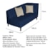 Recamier Heitor 160cm com Almofada Lado Esquerdo Suede Azul Marinho/Bege