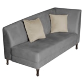 Recamier Heitor 160cm com Almofada Lado Esquerdo Suede Cinza/Bege