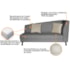 Recamier Heitor 160cm com Almofada Lado Esquerdo Suede Cinza/Bege